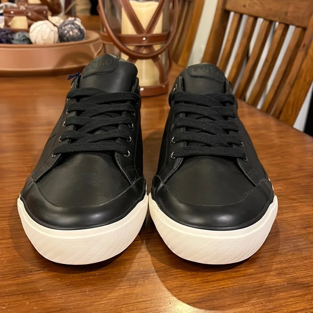 Polo Ralph Lauren Ian Boat Deck Shoes Sneakers new Black Leather Mens Size 12